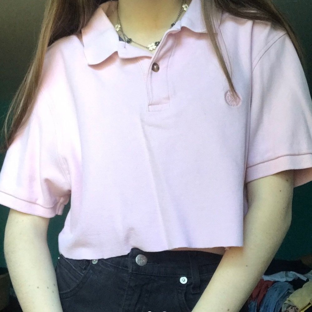 Pink cropped polo